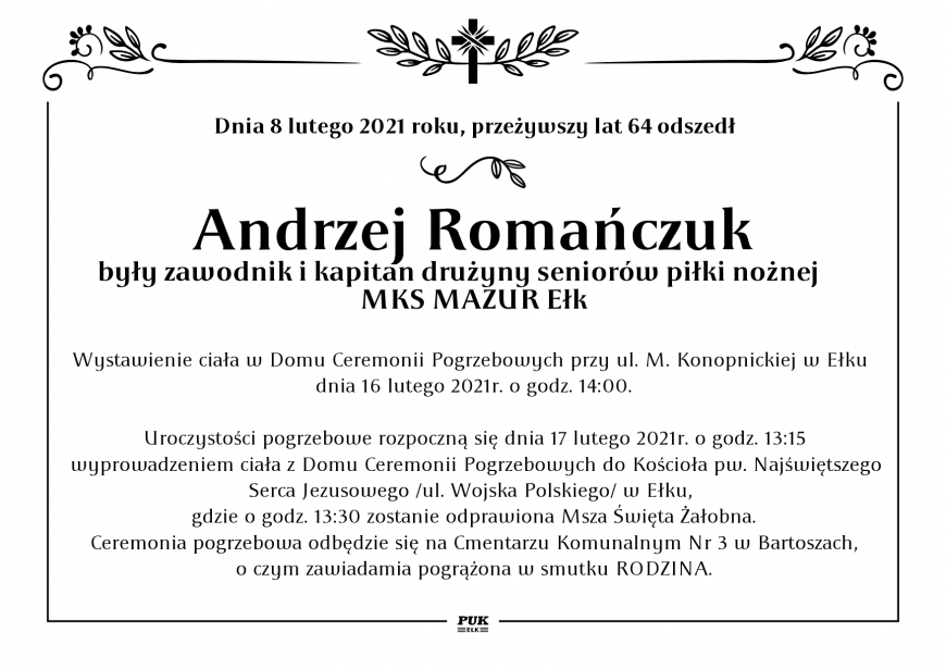 Andrzej Romańczuk - nekrolog